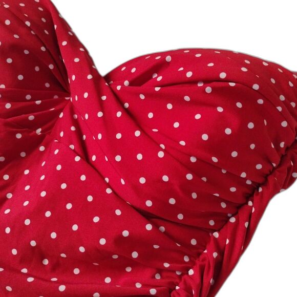 Red Polka Dot Women's Swim Dress - Picture 5 of 12